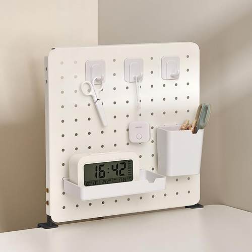 A54桌面洞洞板2免打孔办公可立桌收F769S857纳展示架多挂功能工具