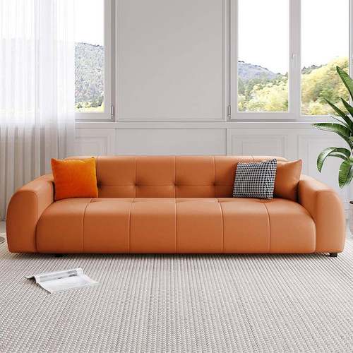 奶油风皮艺沙棉发ZG-73103双客厅简小约户型现代直排三人网红花糖