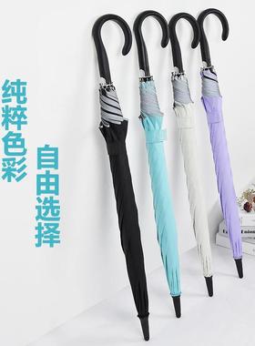 23寸直杆自动黑胶防晒遮阳太阳伞黑紫色女士长柄反光雨伞广东