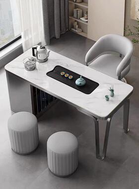 轻奢岩板泡c213145茶桌椅茶组合办公室桌现代简约几小茶台家用茶