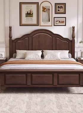 美实木床主卧黑色双人代大床1.5m现简约奢1轻.式8米CNA白色公主婚