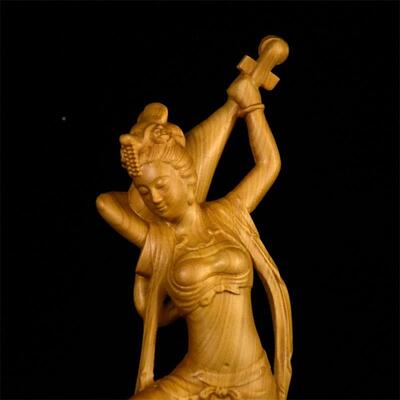 崖柏刻木雕敦煌飞天四木音美女摆件784实物人客厅装饰创意雕工艺