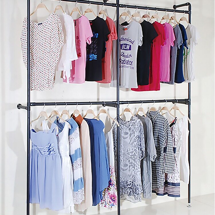 服装店壁挂衣架双层衣架陈列架时装架上墙多组钉墙服装货架可可w&