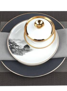 新中式餐盘轻奢中餐盘摆53503件式板房摆样台远居B