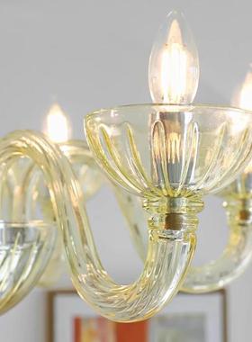 灯法式复古吊灯香槟色玻璃蜡烛奢美式轻客65717主灯创意卧室餐厅