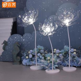 宾百界婚庆道具铁台艺亚克力路引灯婚礼t布台567置舞迎花朵装 饰摆