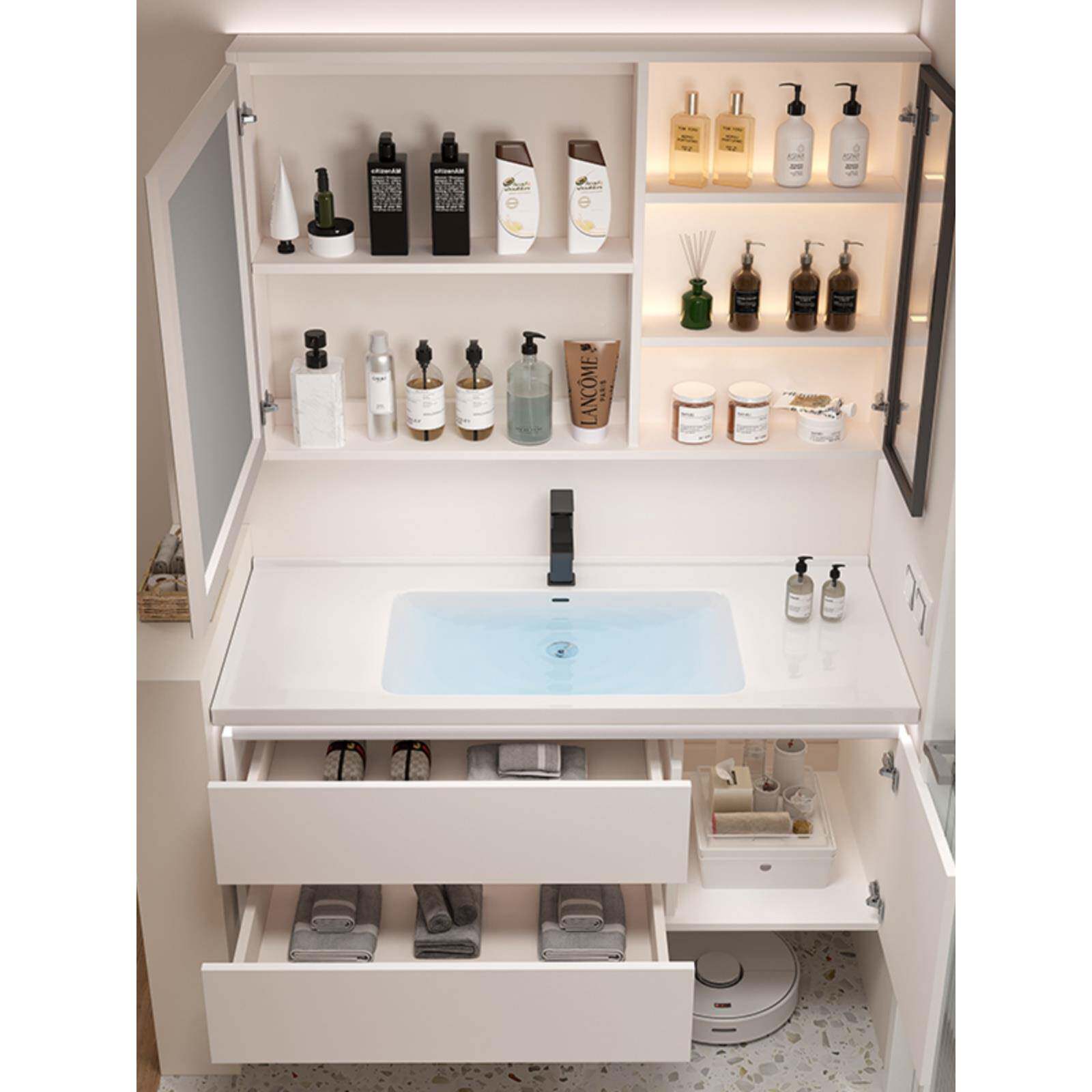 智能台浴室柜5陶瓷一体盆65/75CM8/95公WUJ分10/115厘5米洗漱盆