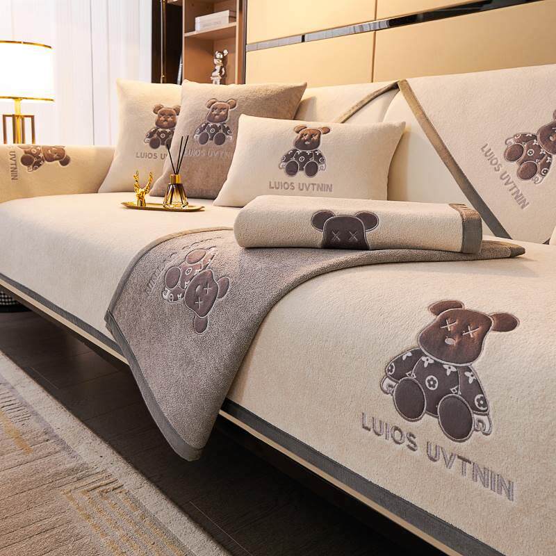 加厚毛绒沙发垫冬季新款2023沙发套罩秋冬高级感盖布巾防滑坐垫子