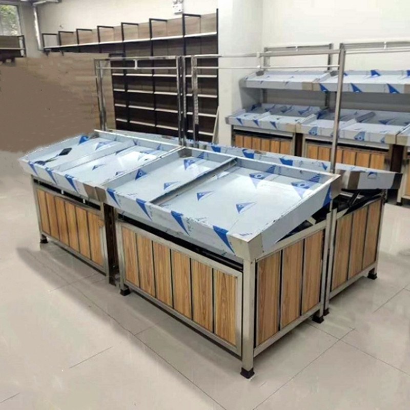 不锈钢超市蔬菜水果货架中岛果蔬货架生鲜蔬果货架水果蔬菜架