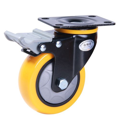 中型4常成轴带轮拖车手推B静音定向转4寸脚轮刹车滑轮板车万向轮