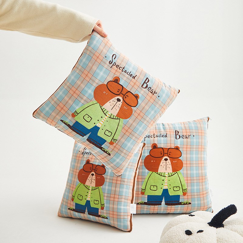 层纱全棉抱枕被两用卡通二合一汽车靠垫背办公室沙发午睡空调被