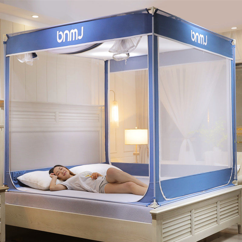 新款防摔坐床拉链蚊帐1.5m米加密蒙古包1.8m床公主风家用加厚支架