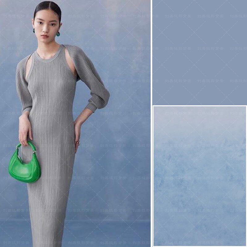 影楼室内蓝色油画肌理商拍写真背景影棚肖像婚纱拍照摄影背景纸