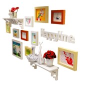 欧锋欧式 饰画创意组合卧室客厅挂墙相框地中海相片墙 实木照片墙装