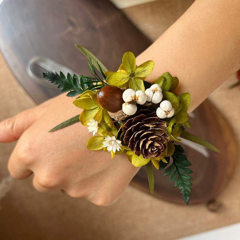 森系清新永生花真花手腕花胸花新娘伴伴娘手礼婚礼备婚旅拍手腕花