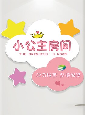 女孩儿童房间布置励志学习标语贴纸门牌挂画公主房卧室门装饰门贴