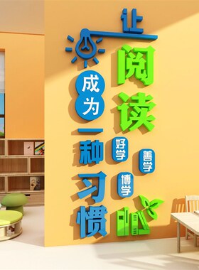 绘本馆墙面装饰图书角布置儿童阅读角区阅览自习教室环创文化墙贴