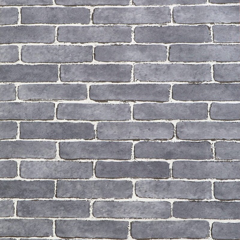中式复古长条砖墙纸 深灰色浅灰色砖头壁纸 LOFT工业风不规则砖纹