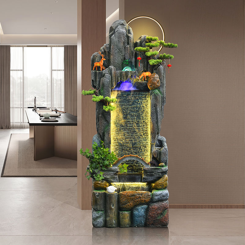 中式假山流水喷泉摆件落地山水屏风庭院客厅装饰循环水景观水幕墙