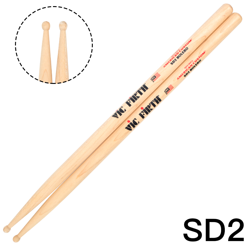 VIC FIRTH军鼓专用鼓棒sd1圆头鼓槌SD2架子鼓爵士鼓枫木sd鼓锤VF