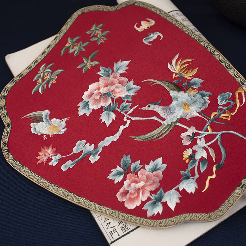 刺绣扇子古风定制绣花湘妃竹手工苏绣圆扇宫廷扇面礼品汉服团扇