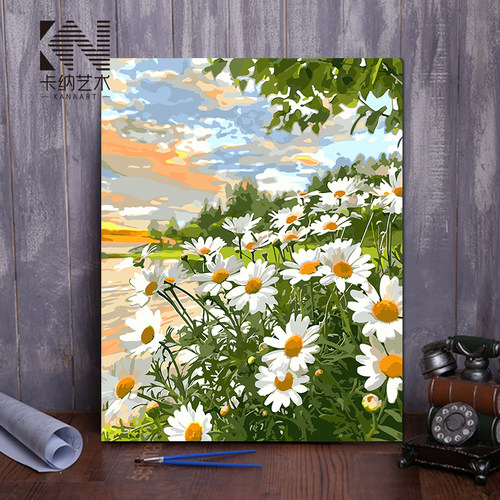 diy数字油画 手工填色风景花卉减压治愈客厅卧室油彩装饰画 雏菊