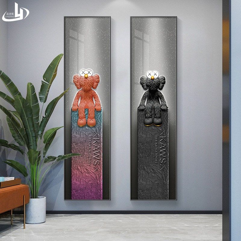kaws玄关装饰画led灯画暴力熊高级感发光壁画走廊过道背景墙挂画