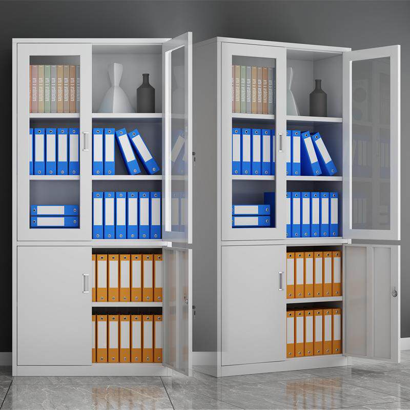 全璃书柜铁文件柜大器文件皮柜加厚钢柜带锁玻凭证柜档案资料玻柜