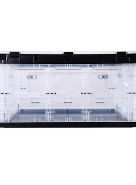 80L加透明黑色可侧开门折叠厚收纳箱服装零售连门KZM锁储物店整理