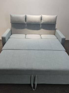 方形扶手沙发OLS床两可用拆洗多棉麻休闲三人位档位仿头枕灰色沙