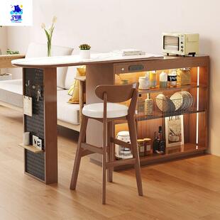 实木吧台桌子柜小753多户能型客厅伸缩移动一体餐边隔断柜功沙发
