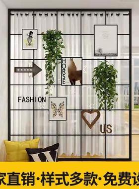 艺屏风隔断饰玄用免打孔卧室窗帘装分割墙办公室镂空关隔家98947