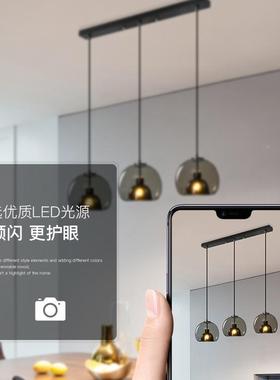 玻璃餐厅吊灯邑烟灰色灯创意干个性罩吧台岛头633台长盘三餐桌吊