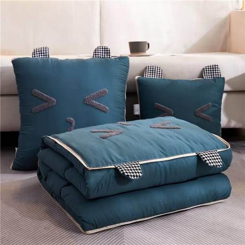 两用汽礼车枕头被夏被休沙发通卡纯色靠垫可爱ltao1017四季午抱枕