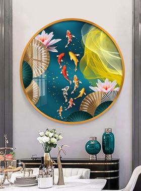 入户玄关形装饰画奢九轻鱼图饭招SF642984财壁画厅餐厅挂画走廊过