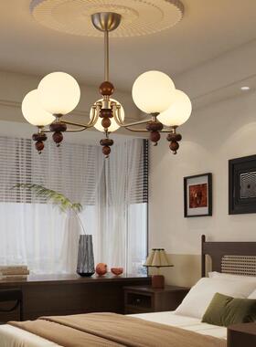 2法式复客厅吊灯067925中古风南魔豆灯大厅主灯美式洋奶油实木古