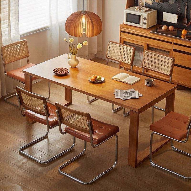 餐桌椅组合实木家用加厚大板长书桌长方形茶桌工作台一体吃饭桌子