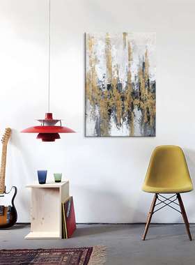 盘古油画黄金抽象鎏金纹厚肌理纯手绘油画 颜料画家居玄关画19472