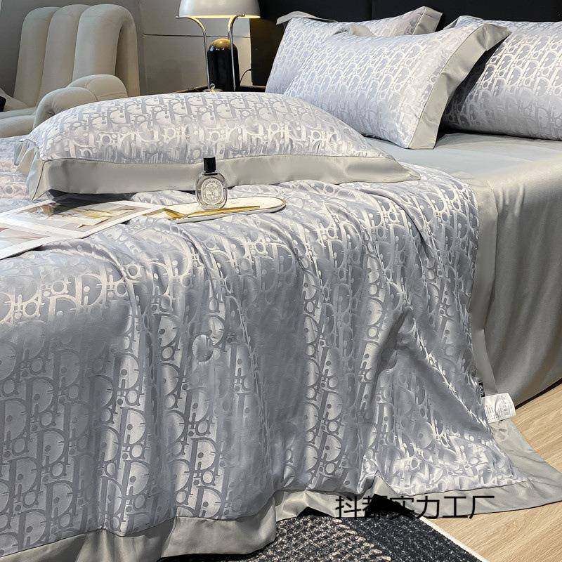 轻奢提花水洗冰丝夏被四件套床单款凉感丝滑夏凉被枕套三件套床品