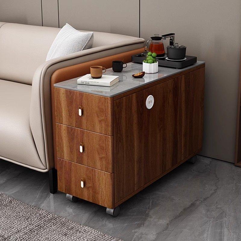 新中式沙发边柜侧边柜边几斗柜客厅床头柜可移动小茶几茶桌茶吧机
