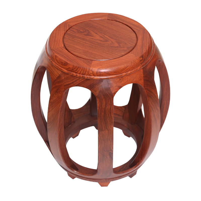 华夏红木鼓凳中式仿古圆凳实木花梨矮凳黑胡桃鼓墩茶几坐墩换鞋凳