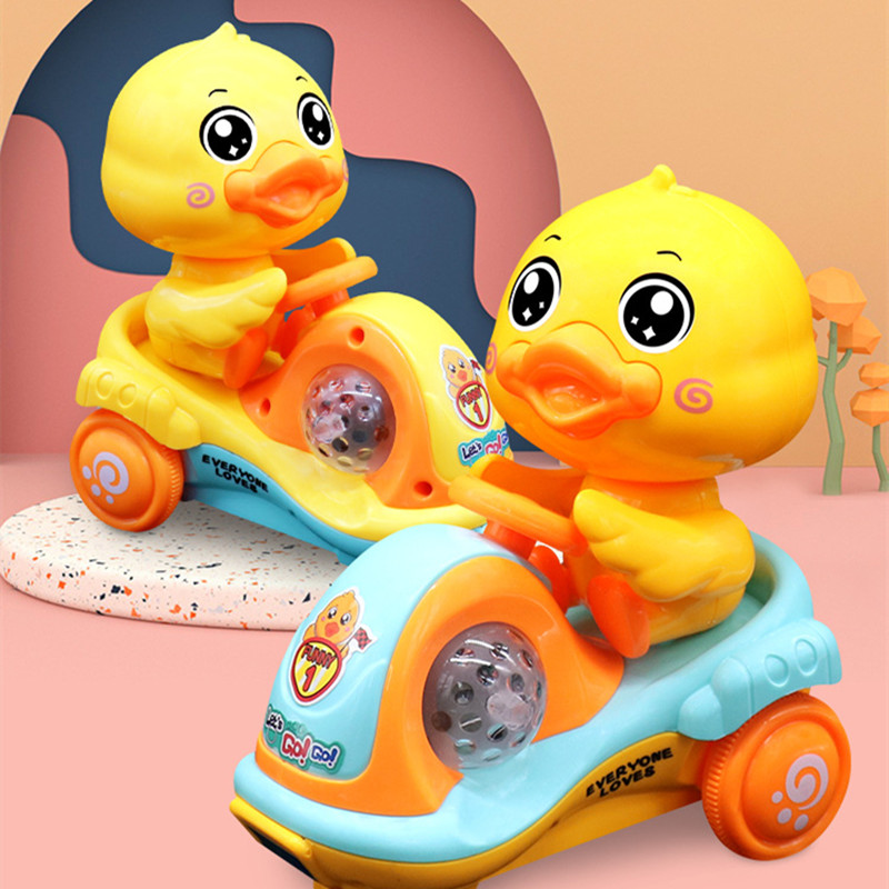 万圣节儿童手提音乐发光电动萌鸭特技车灯笼旋转摇摆卡通小鸭子