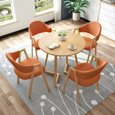 接待洽谈桌椅会客简约办公室休闲餐桌咖啡厅奶茶店小户型圆形