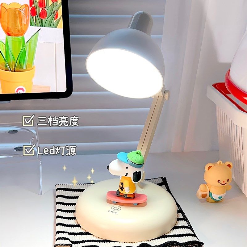 复古可爱小狗可折叠led护眼灯学生宿舍阅读灯可调亮度台灯小夜灯