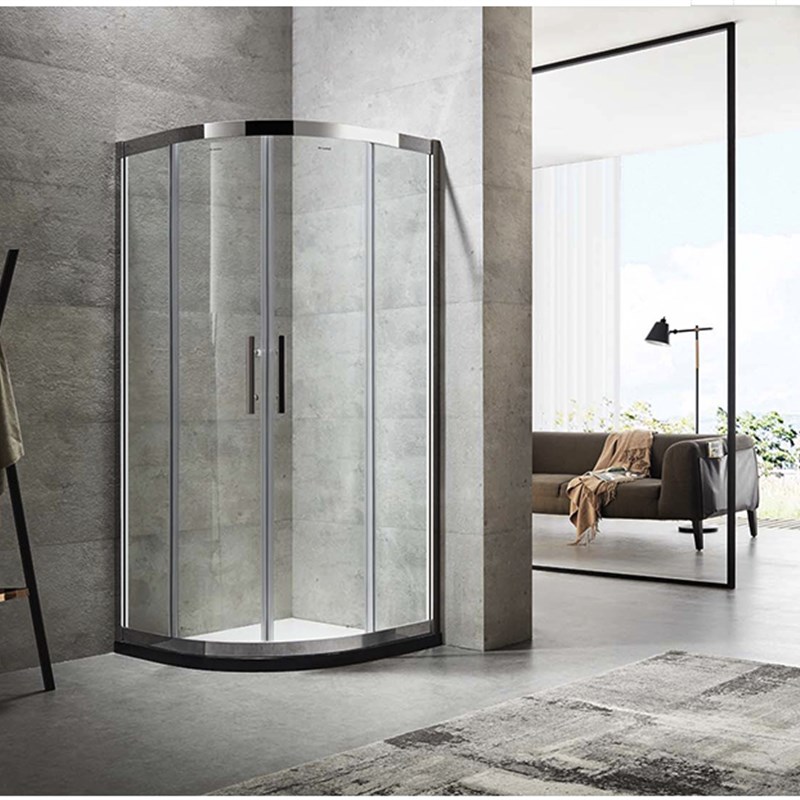 常州30不锈钢淋浴沐浴房圆弧一字型三联动黑色金色金坛江阴极窄