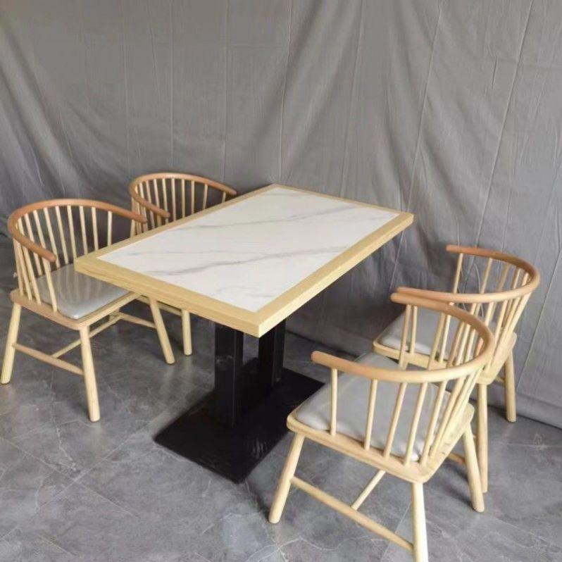 高档甜品快餐小吃奶茶店港式餐饮店西餐厅咖啡厅实木岩板桌椅组合