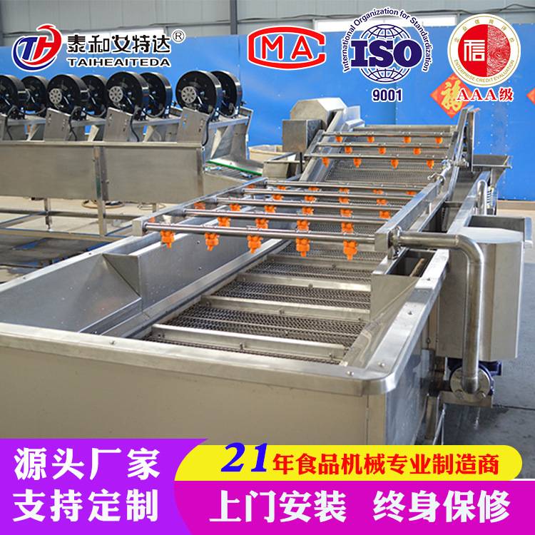 定制果蔬气泡清洗机 海水产品气泡清洗机 蔬菜水果清洗烘干流水线