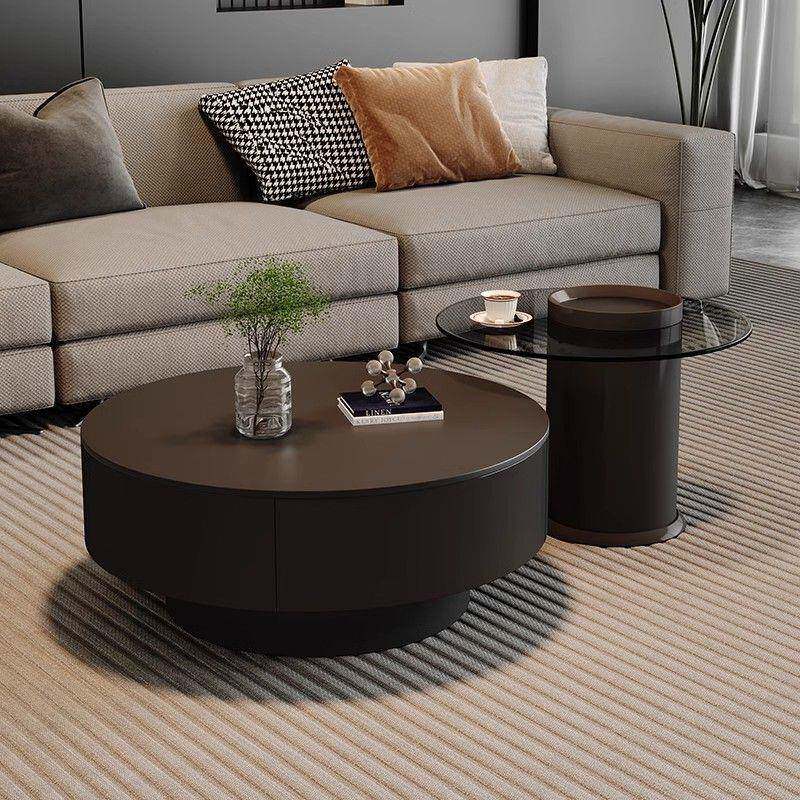 2025新款高级岩板茶几客厅圆形轻奢感置物大小户型家用桌现代简约