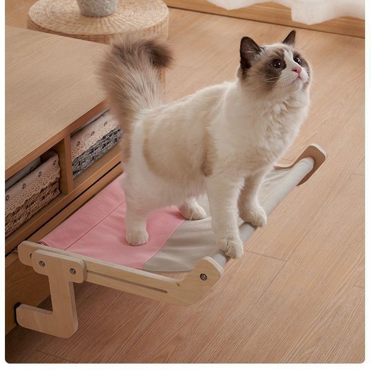 宠物挂床家用木质猫吊床悬挂式猫窝床尾猫挂床阳台窗边木质猫吊床