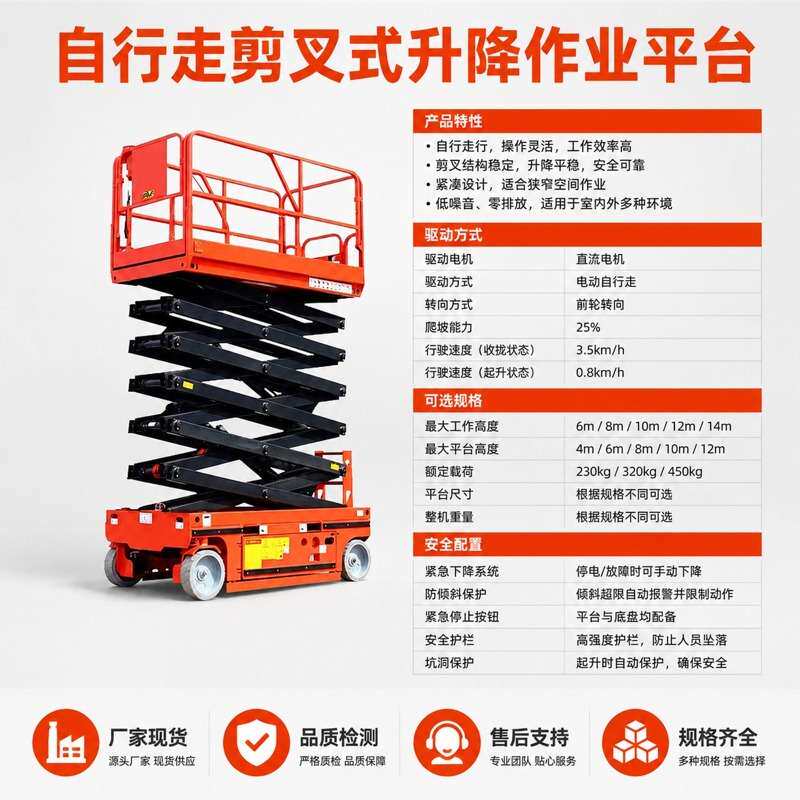 高空作业升降平台自行走剪叉式作业车4米6米8米10米12米作业台